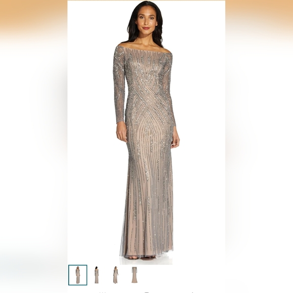 Adrianna Papell Beige and Gray Dress - Picture 1 of 4